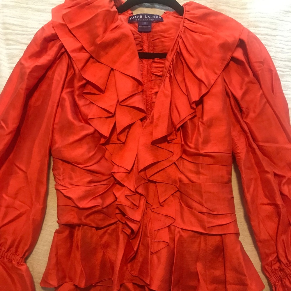 Ralph Lauren Purple Label Red/Orange Silk Blouse